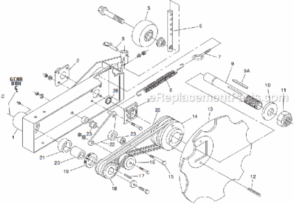 Blade_Frame_And_Drive_Assembly Diagram and Parts List for  Little Wonder Edger